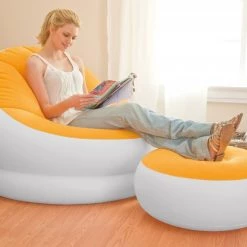 Intex Café Chaise Lounge Inflatable Camping Chair with Foot Stool -Camping Sales Store 68572 cafe chaise yellow 19635.1423751529 1